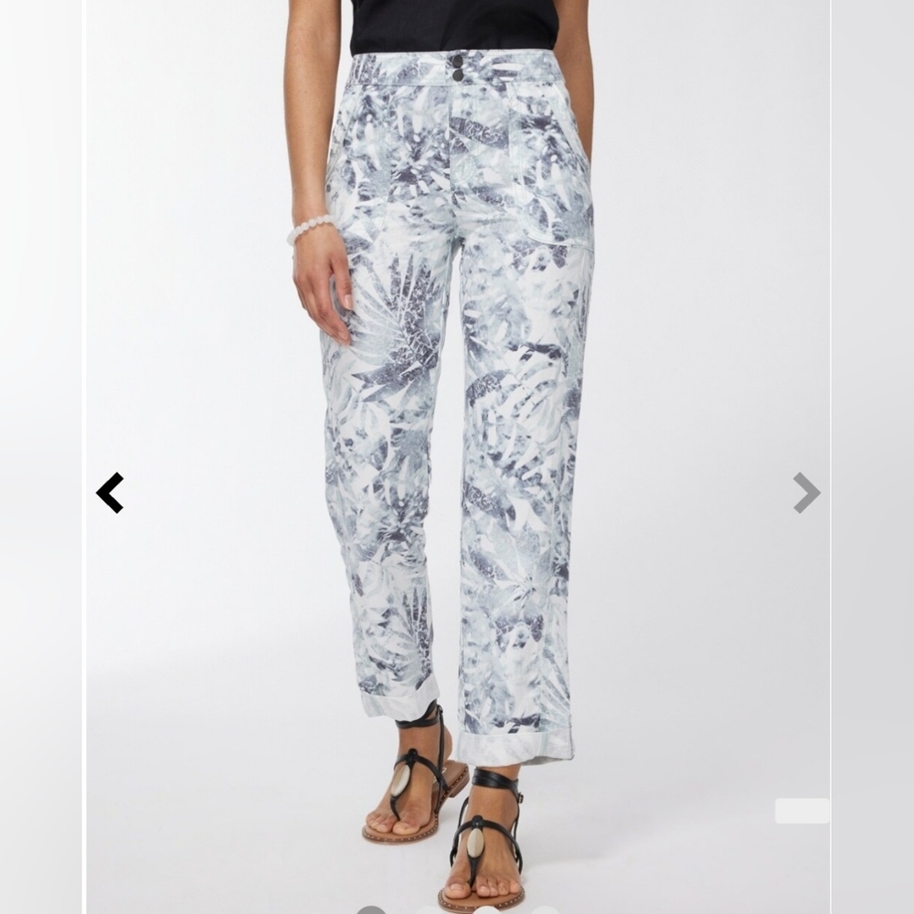 Chico's Rolled Hem Crop Pants, Gray & White, Size 16 (Chicos size 3), NWT